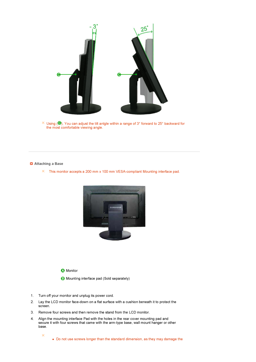 Samsung 275T manual Attaching a Base 