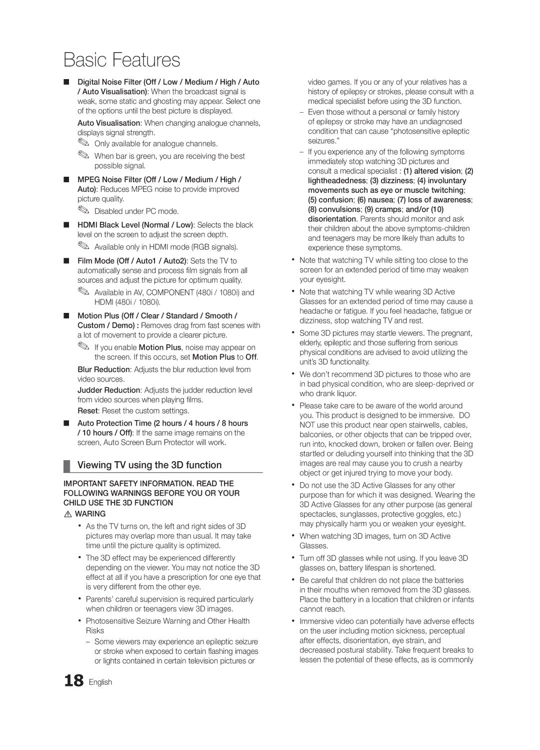 Samsung 300 user manual Viewing TV using the 3D function 