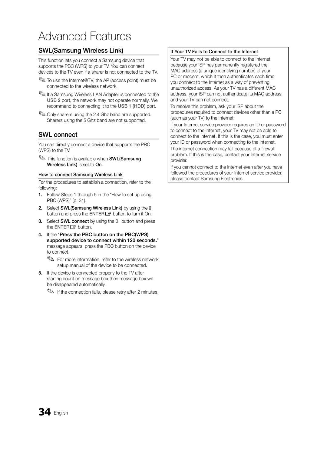 Samsung 300 user manual SWLSamsung Wireless Link, SWL connect, To connect, Be disappeared automatically 