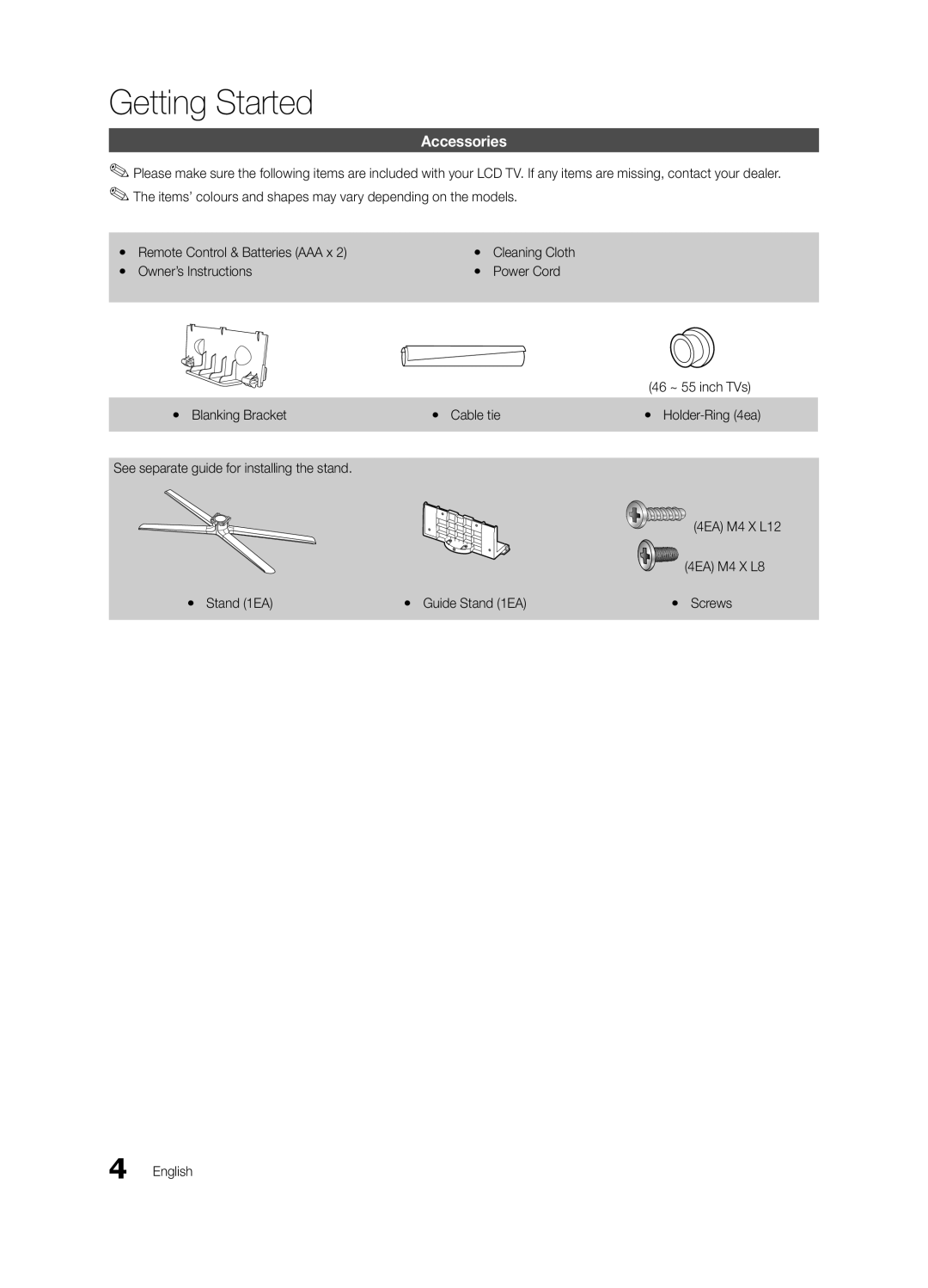 Samsung 300 user manual Accessories, Cleaning Cloth, Yy Holder-Ring 4ea, Yy Screws 