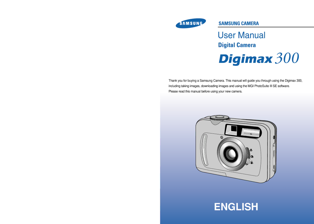 Samsung 300 manual English, Please read this manual before using your new camera 