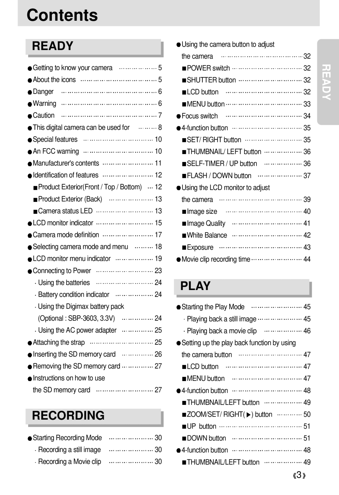 Samsung 300 manual Contents 