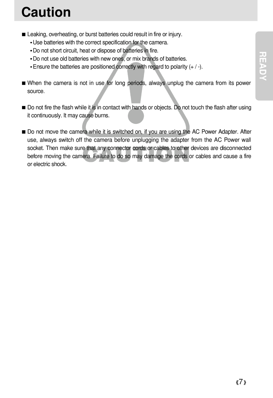 Samsung 300 manual Do not short circuit, heat or dispose of batteries in fire 