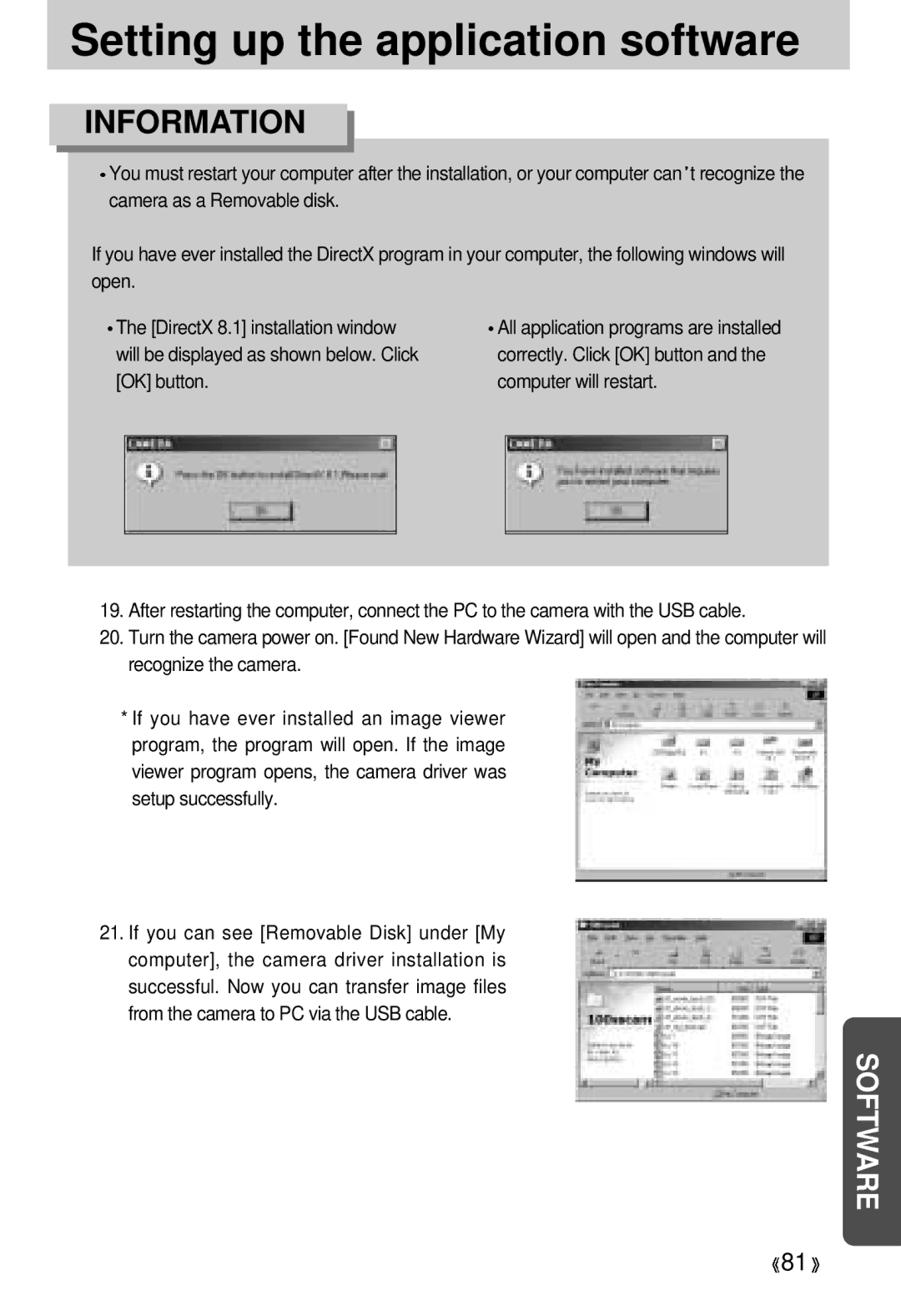 Samsung 300 manual Setting up the application software 