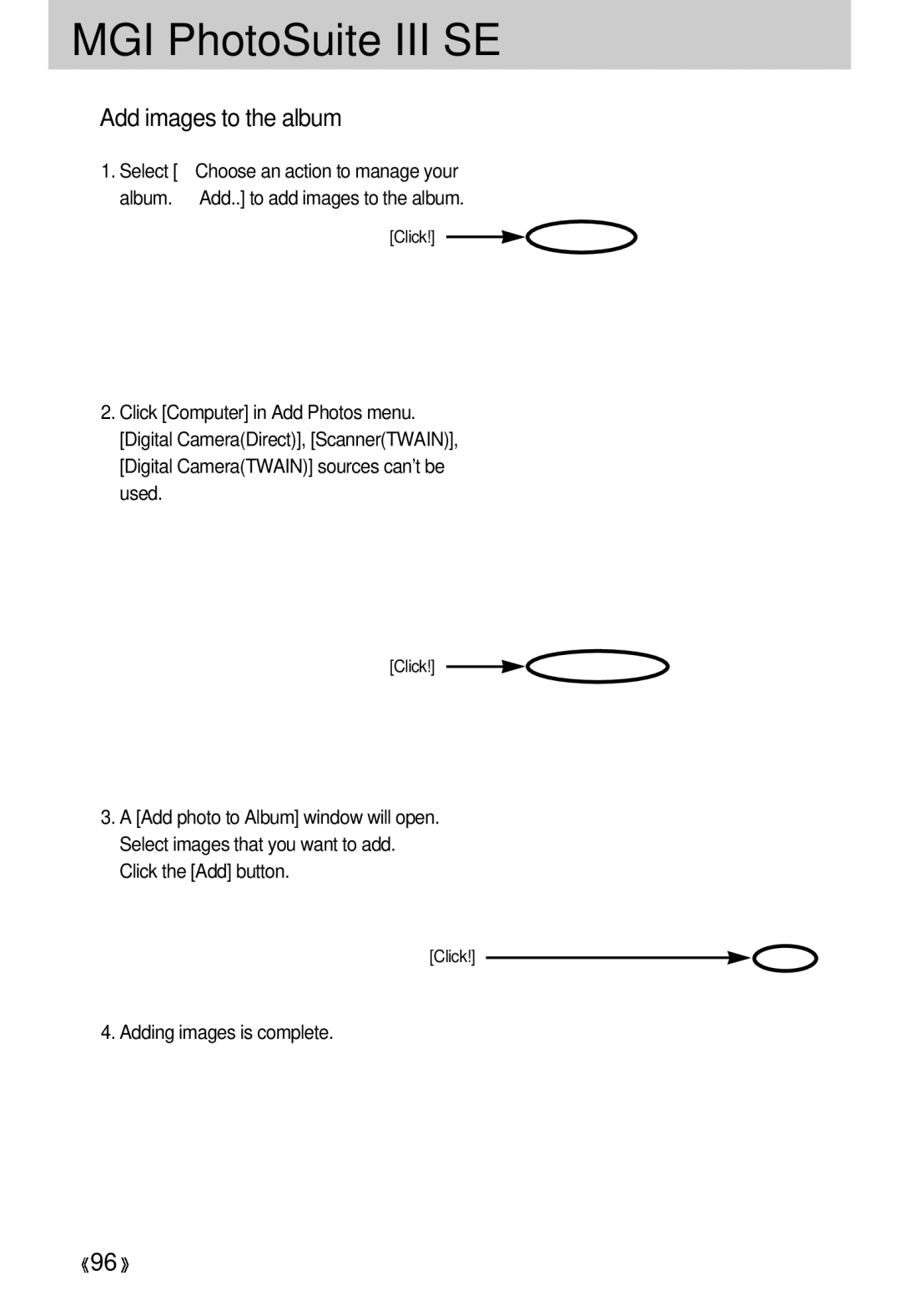 Samsung 300 manual Add images to the album, Adding images is complete 