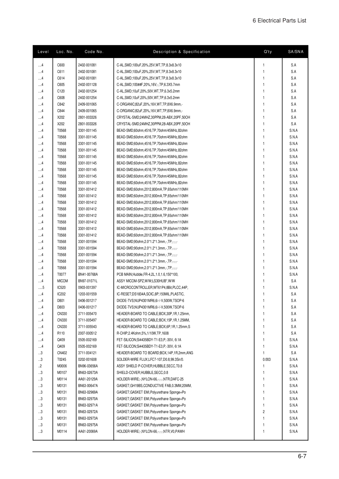 Samsung LHU30BS, 305TPLUS service manual Assy MICOM-SPZ,W/WLS30HUB*,W/W 