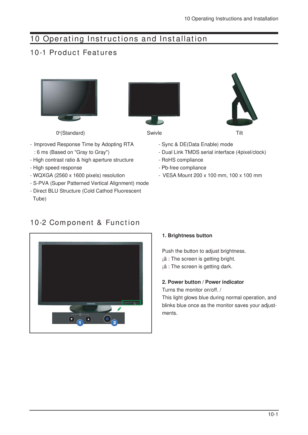 Samsung LHU30BS, 305TPLUS service manual Product Features, Component & Function 