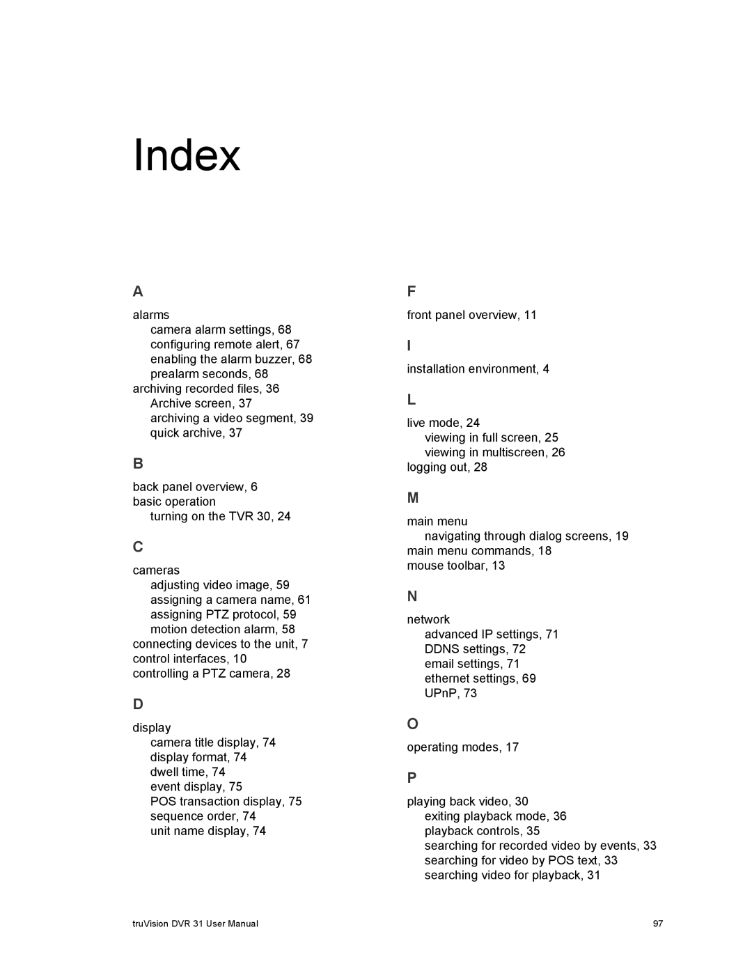 Samsung 31 user manual Index 