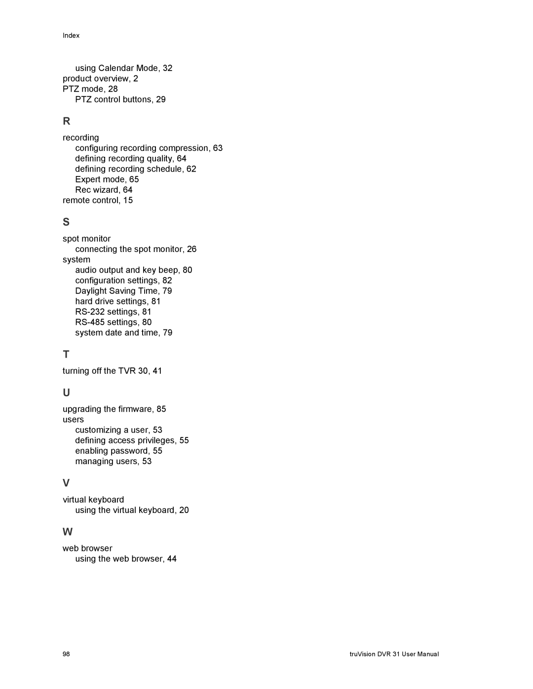 Samsung 31 user manual Index 