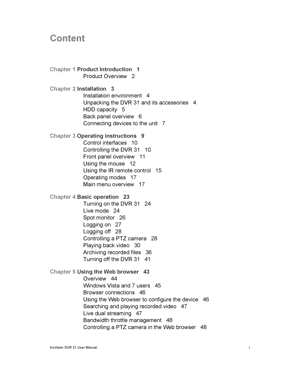 Samsung 31 user manual Content 