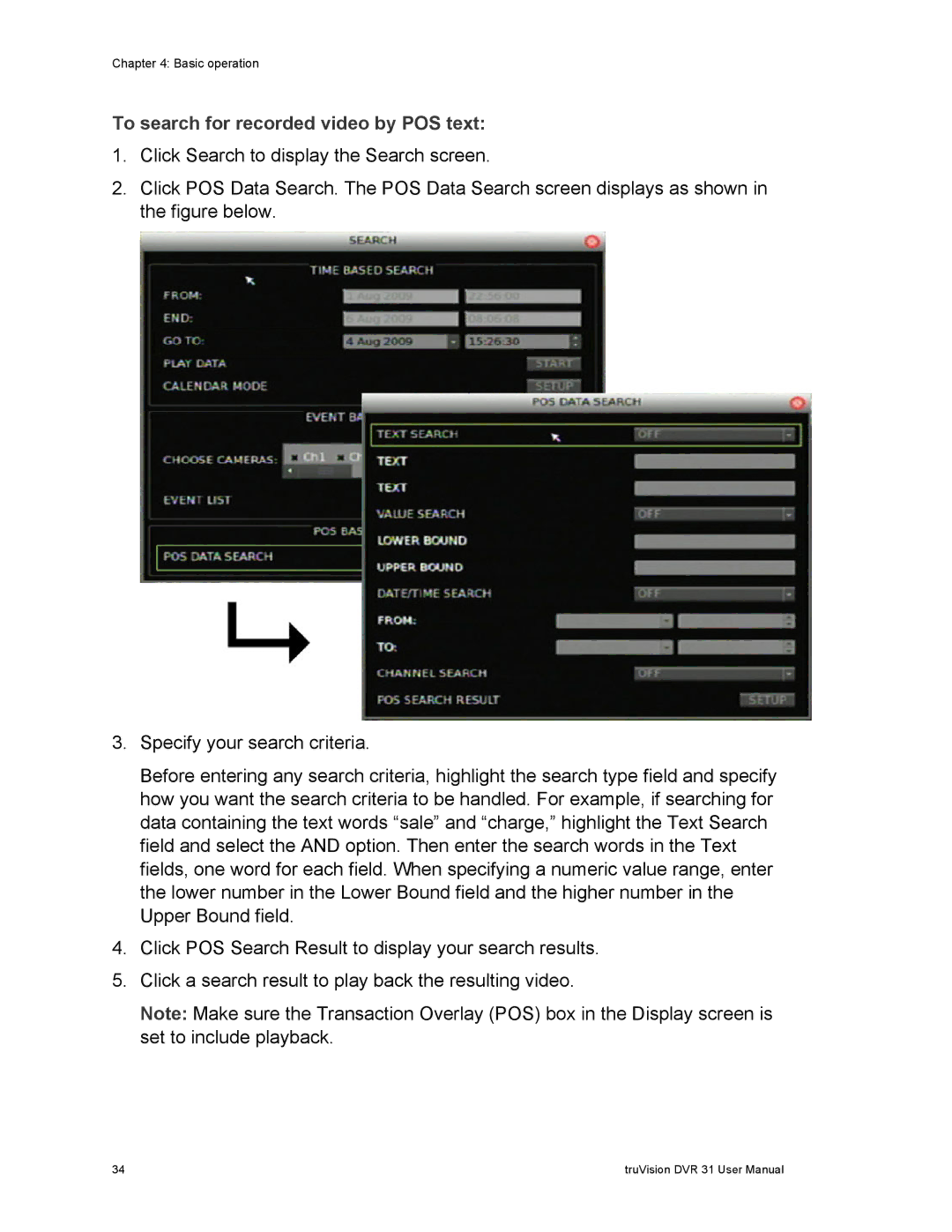 Samsung 31 user manual To search for recorded video by POS text 