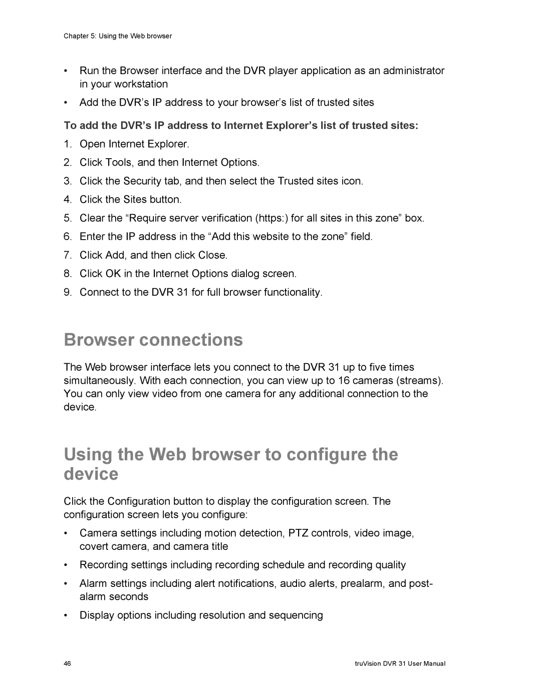 Samsung 31 user manual Browser connections, Using the Web browser to configure the device 