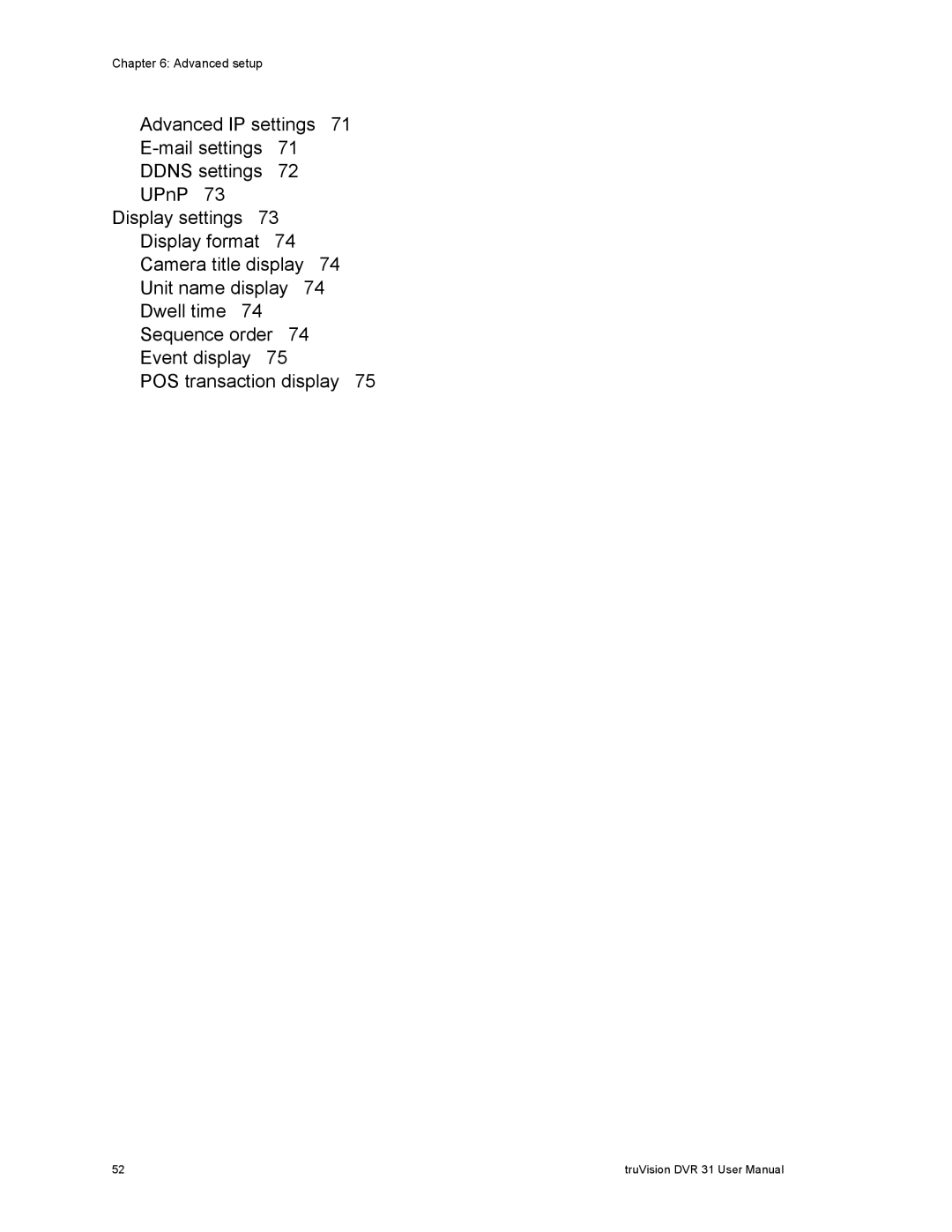 Samsung 31 user manual Advanced setup 