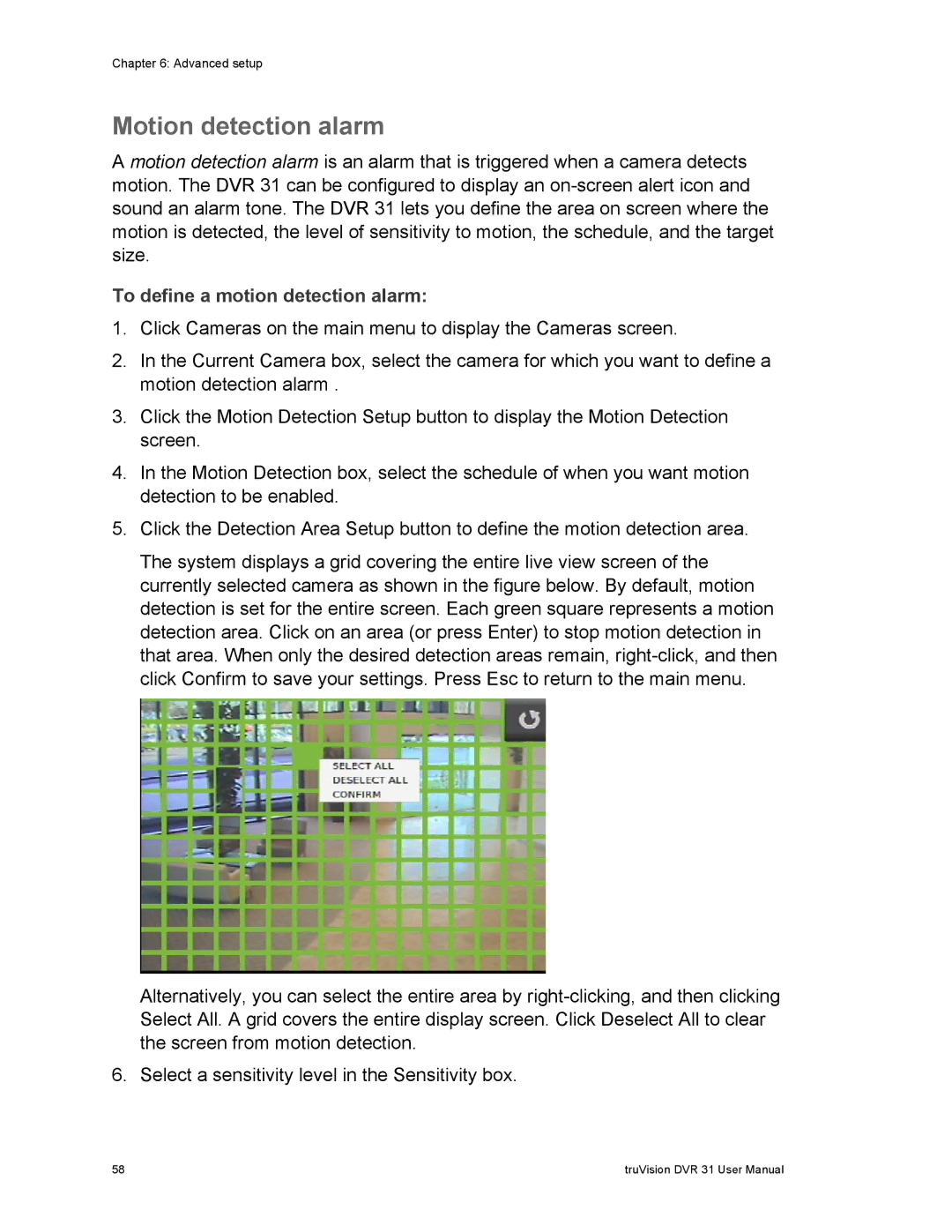 Samsung 31 user manual Motion detection alarm, To define a motion detection alarm 