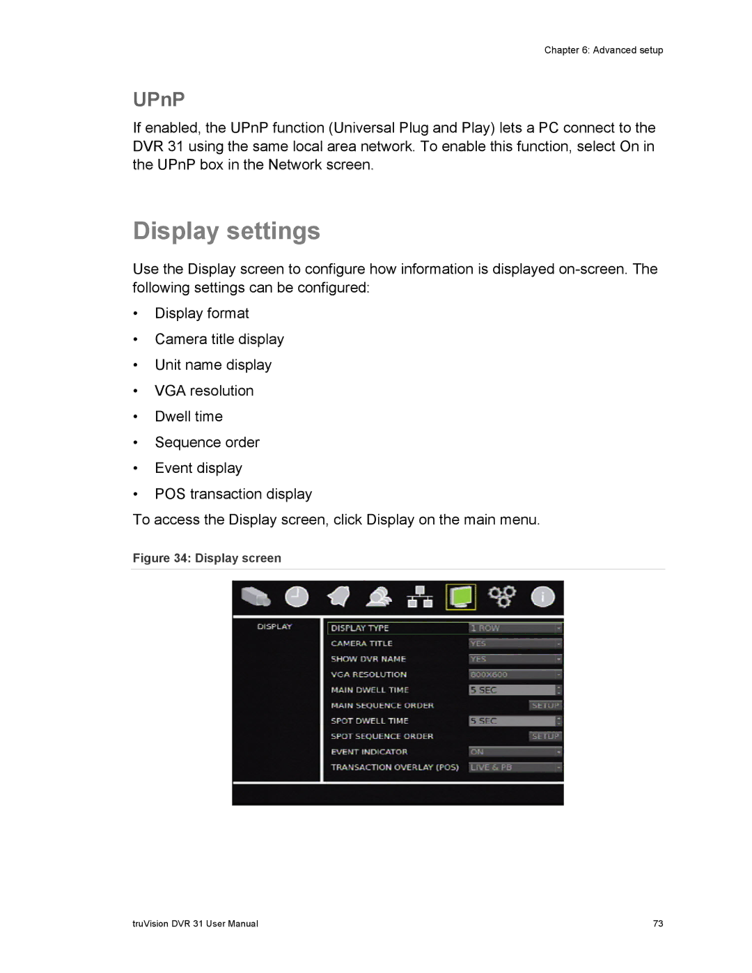 Samsung 31 user manual Display settings, UPnP 