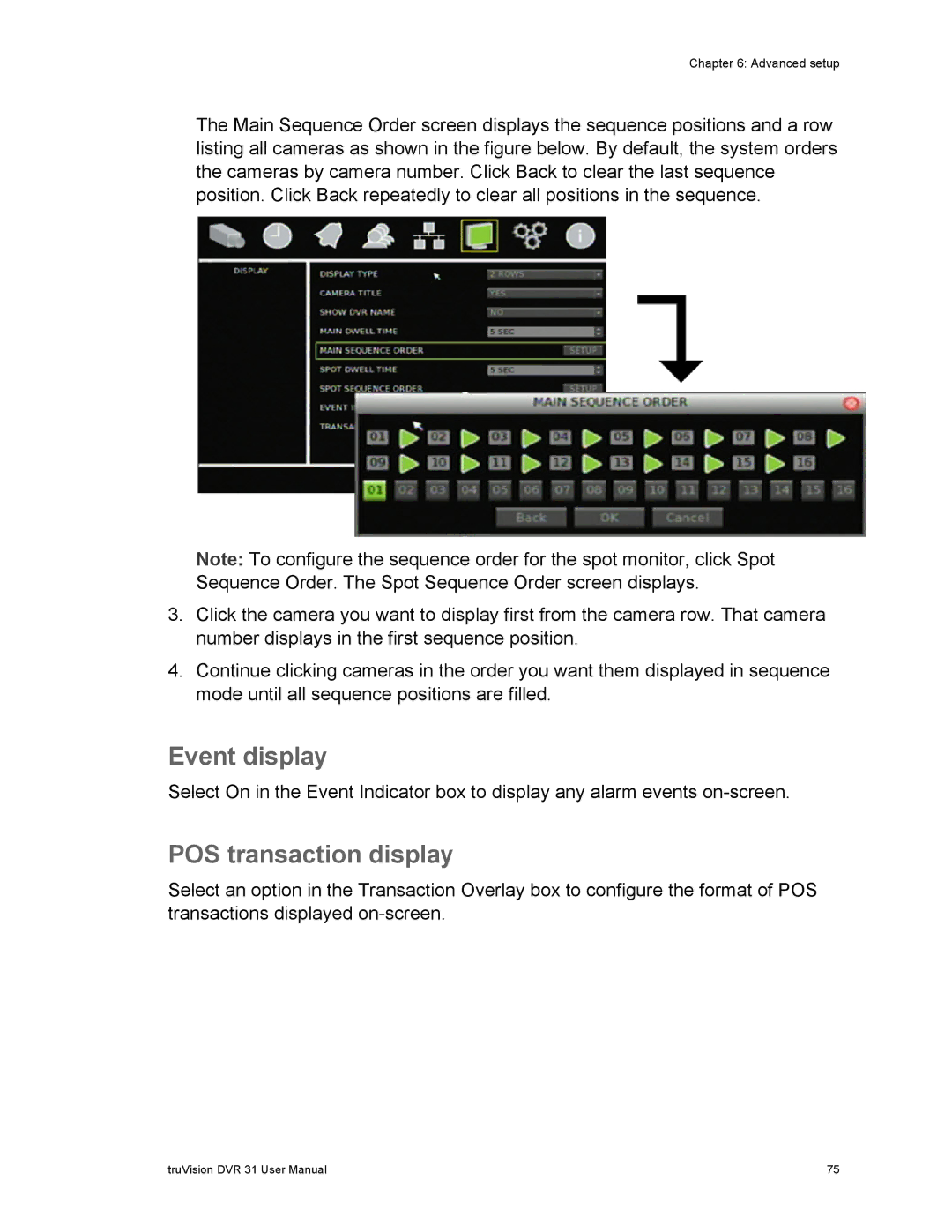 Samsung 31 user manual Event display, POS transaction display 