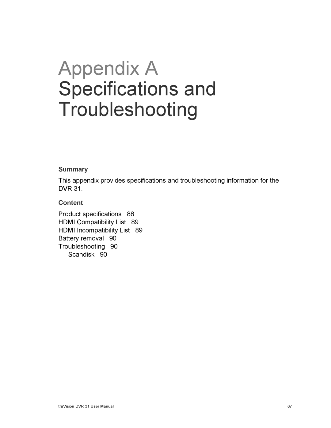 Samsung 31 user manual Appendix a 