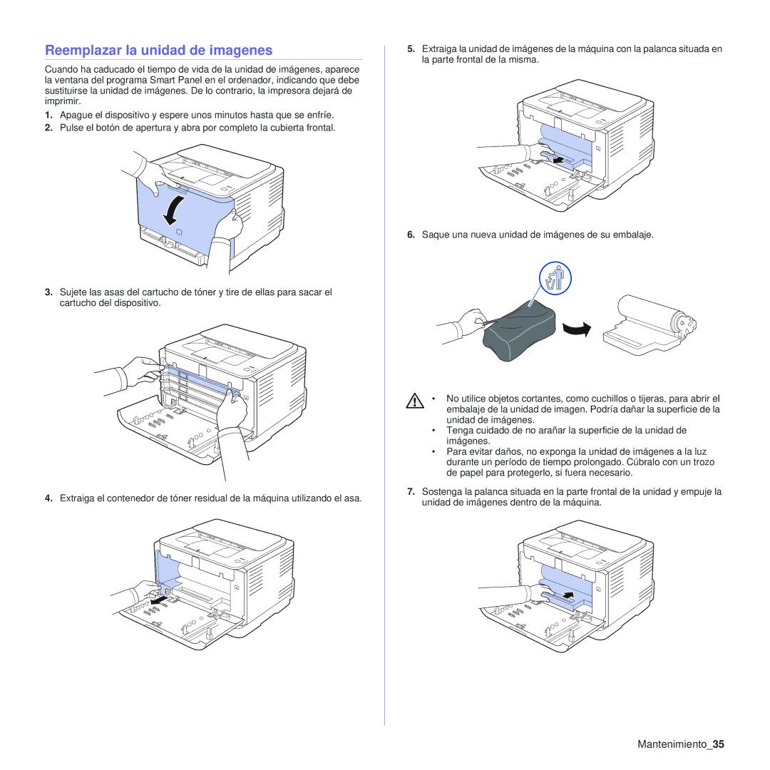 Samsung 310 manual Reemplazar la unidad de imagenes, Mantenimiento35 