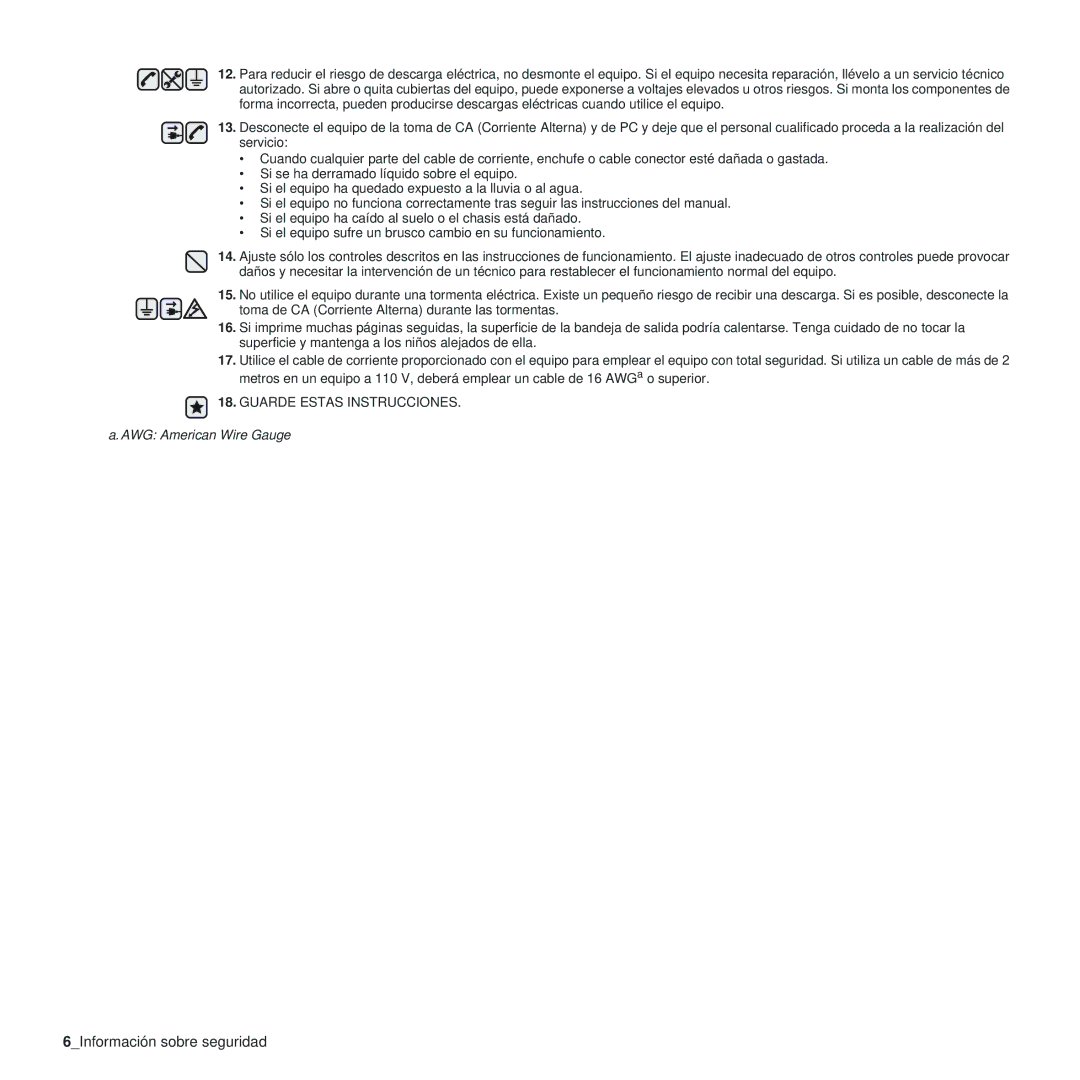 Samsung 310 manual 6Información sobre seguridad 