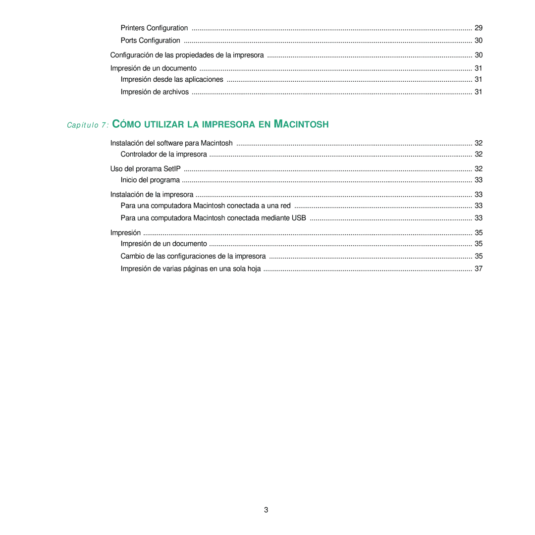 Samsung 310 manual Capítulo 7 Cómo Utilizar LA Impresora EN Macintosh 