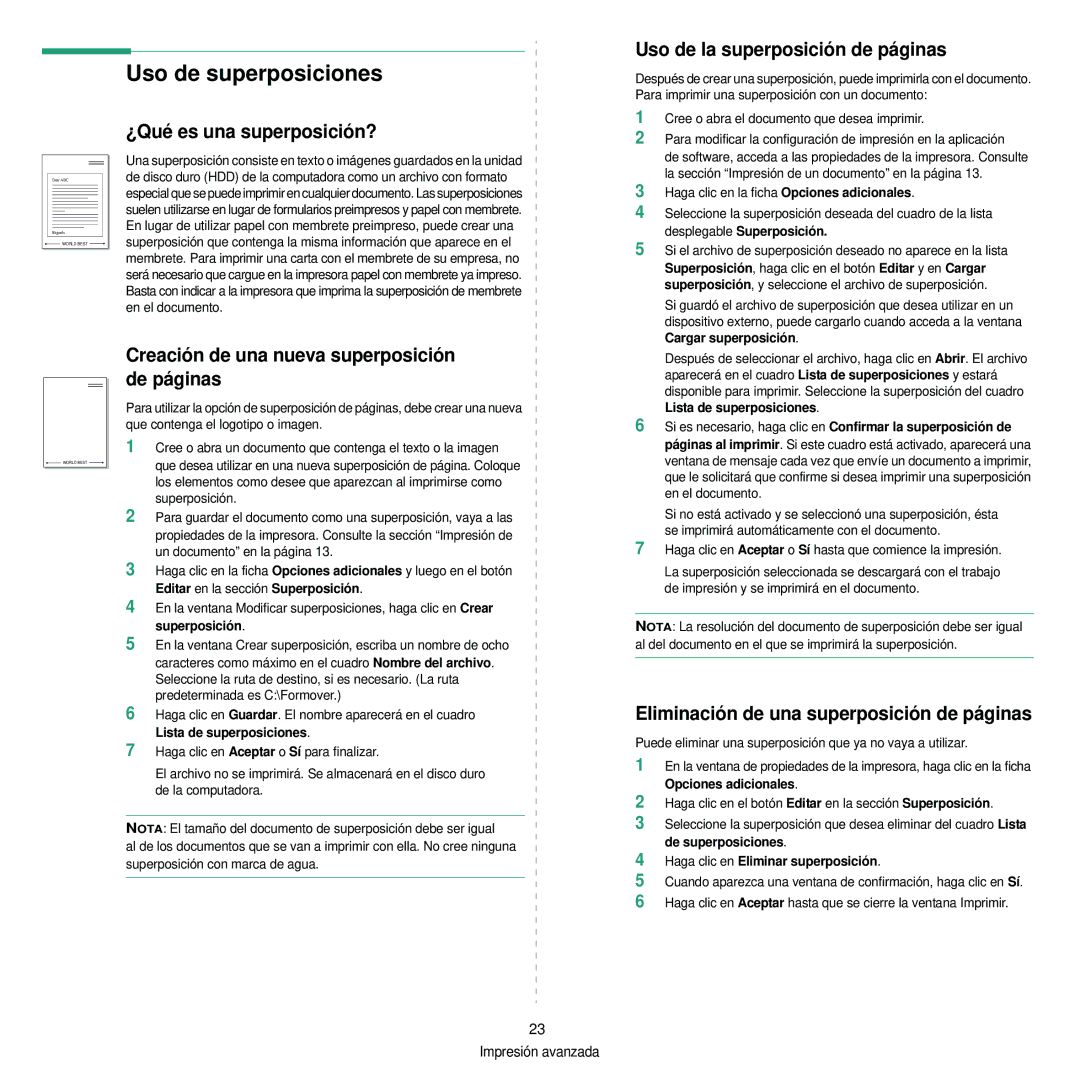 Samsung 310 manual Uso de superposiciones, Uso de la superposición de páginas, ¿Qué es una superposición? 