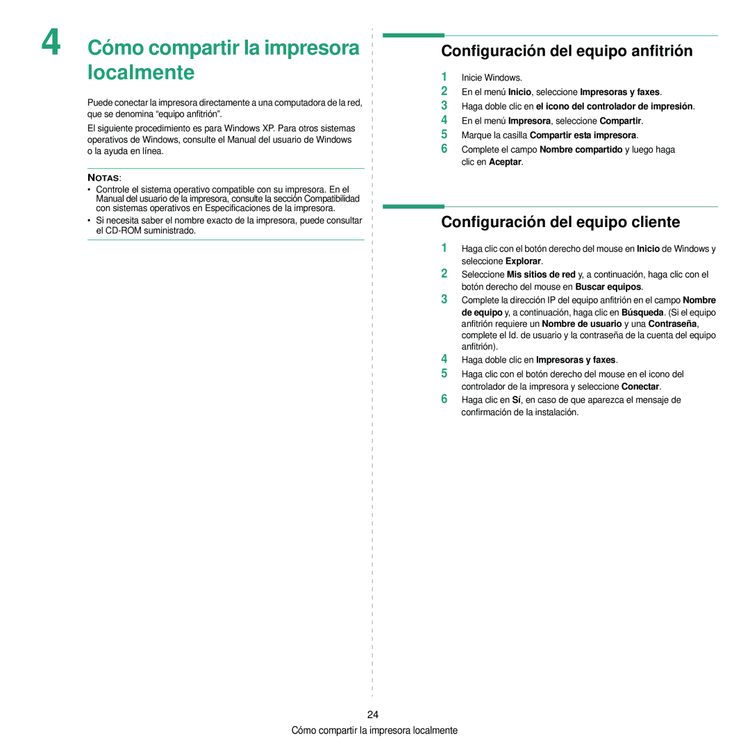 Samsung 310 manual Configuración del equipo anfitrión, Configuración del equipo cliente 