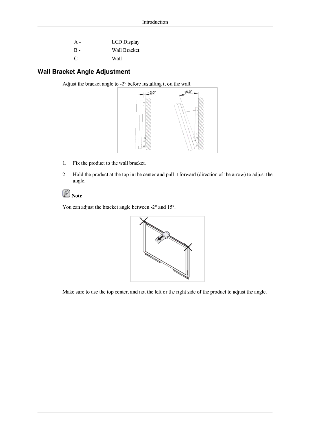 Samsung 320MP-2 quick start Wall Bracket Angle Adjustment 