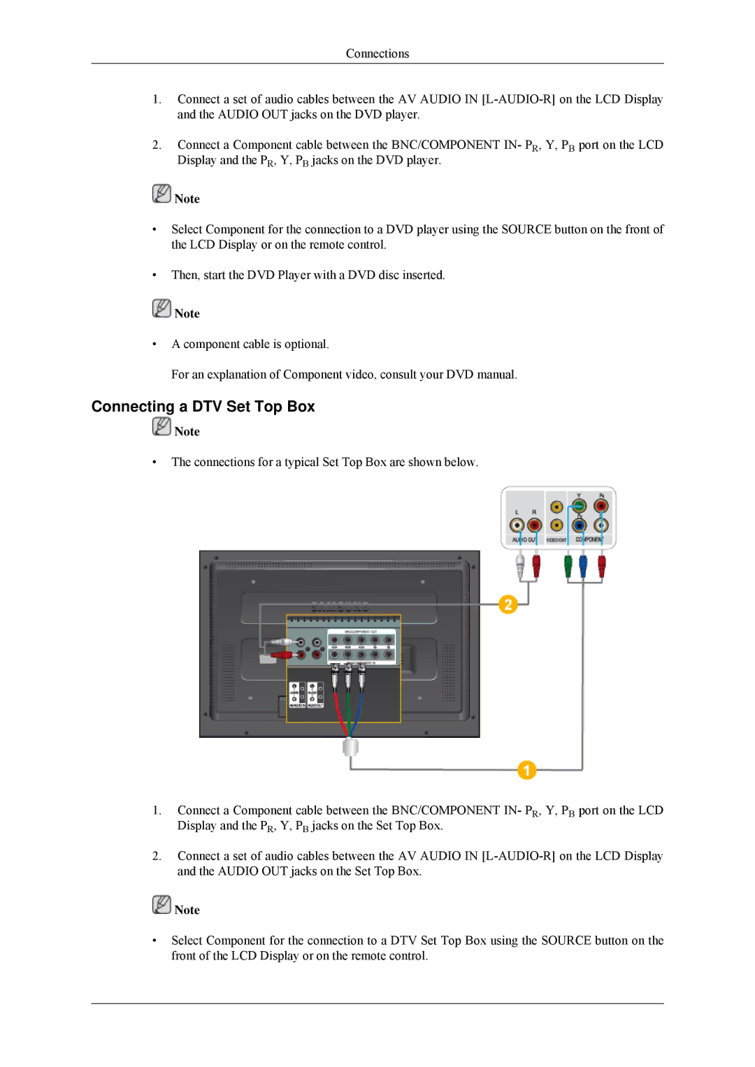 Samsung 320MP-2 quick start Connecting a DTV Set Top Box 