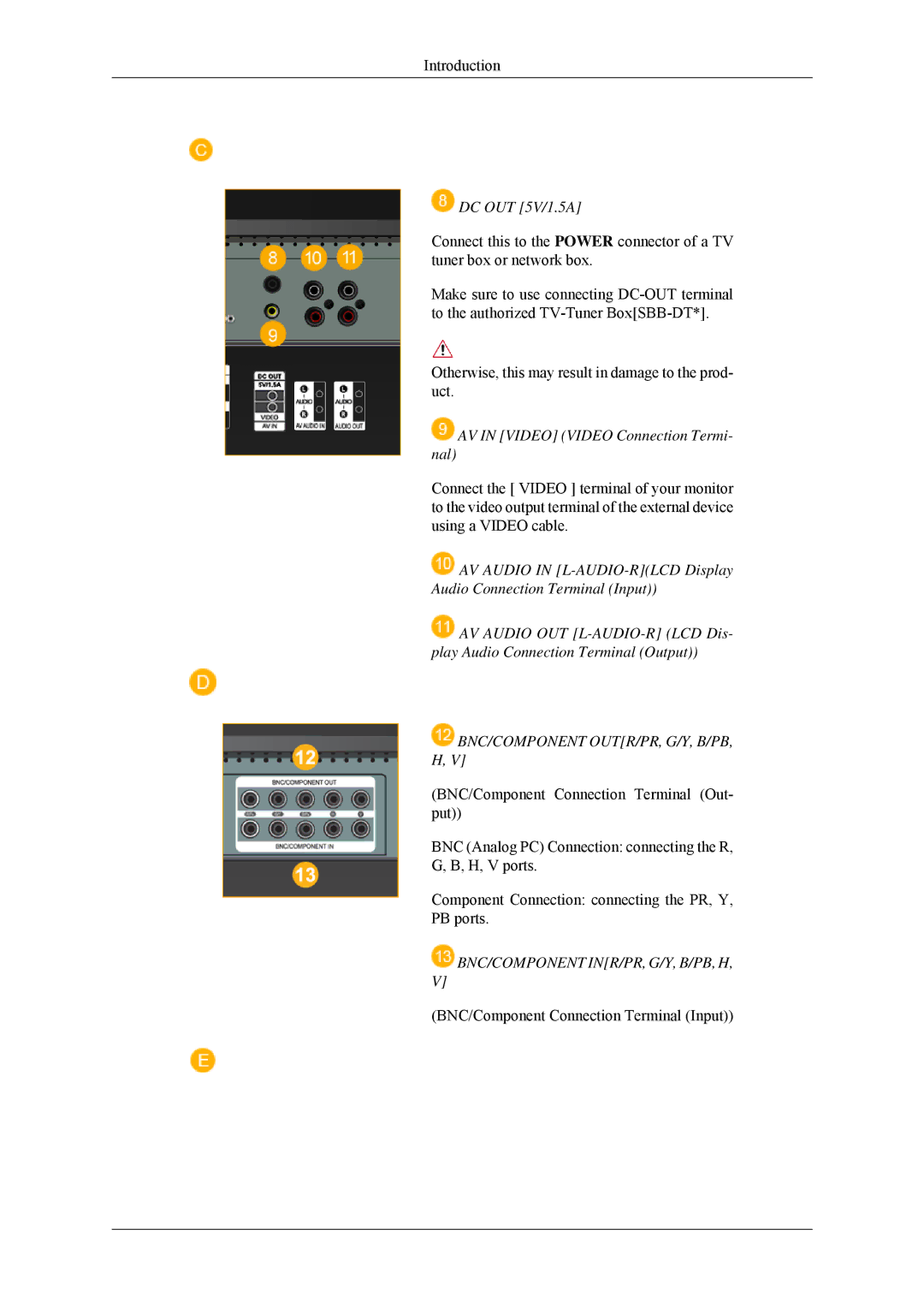 Samsung 320MP-2 quick start Bnc/Component Outr/Pr, G/Y, B/Pb, H, Bnc/Component Inr/Pr, G/Y, B/Pb, H 