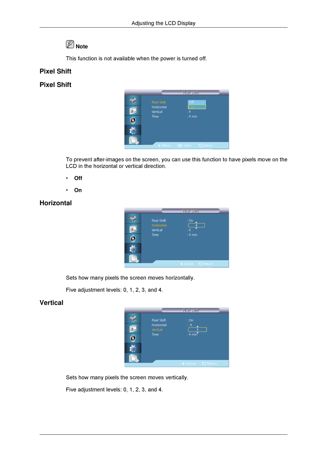 Samsung 320MP-3, 320MXN-3, 320MPN-3, 320MX-3 user manual Pixel Shift 