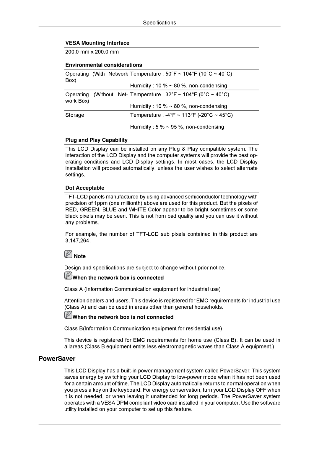 Samsung 320MPN-3, 320MP-3, 320MXN-3, 320MX-3 user manual PowerSaver 