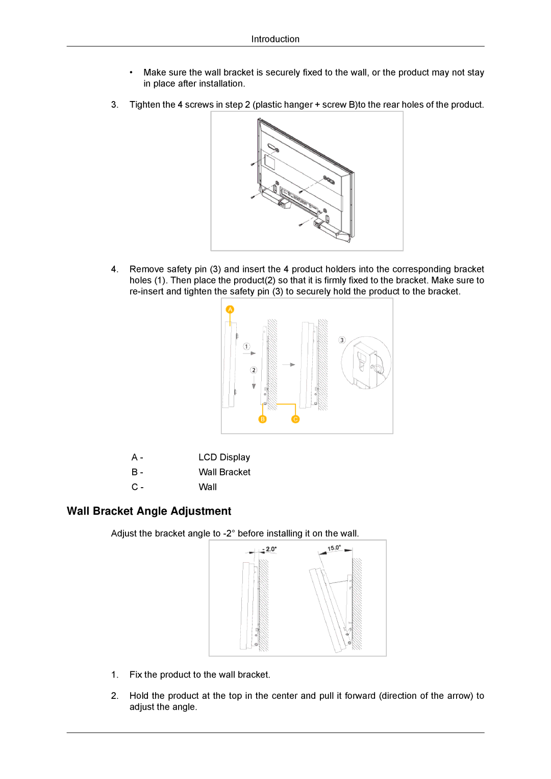 Samsung 320MPN-3, 320MP-3, 320MXN-3, 320MX-3 user manual Wall Bracket Angle Adjustment 