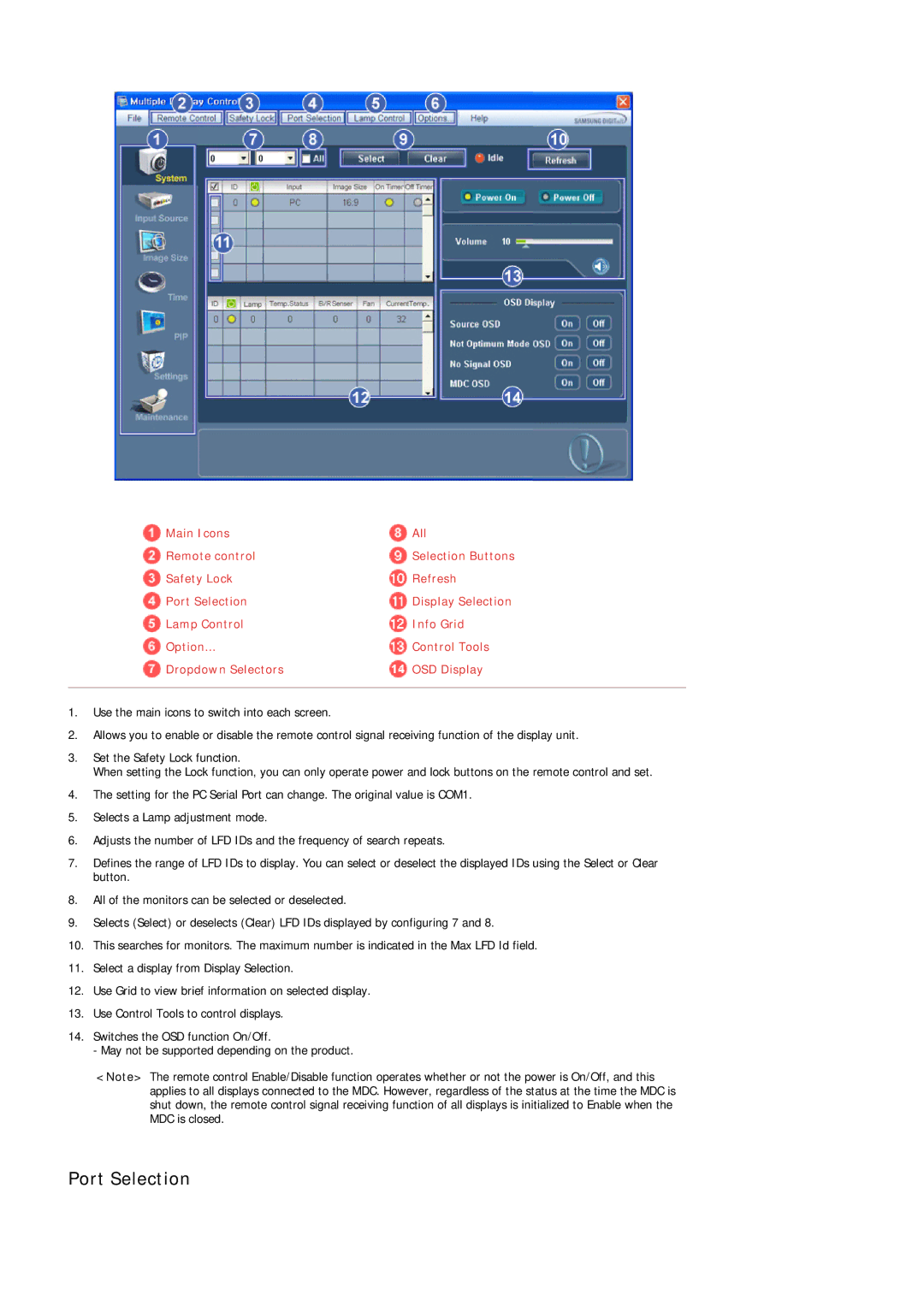 Samsung 320MP-3, 320MXN-3, 320MPN-3, 320MX-3 user manual Port Selection 