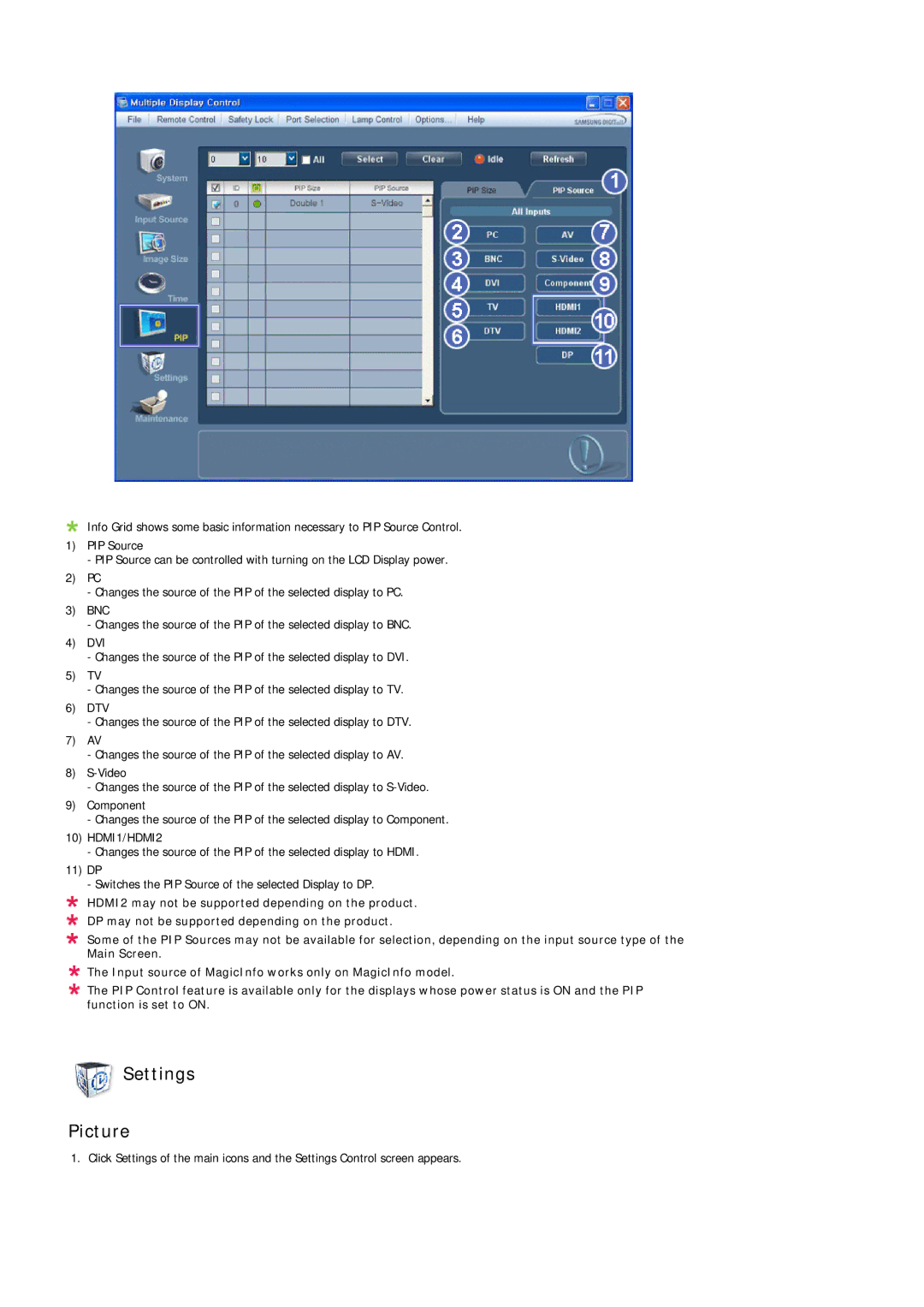 Samsung 320MPN-3, 320MP-3, 320MXN-3, 320MX-3 user manual Settings Picture 