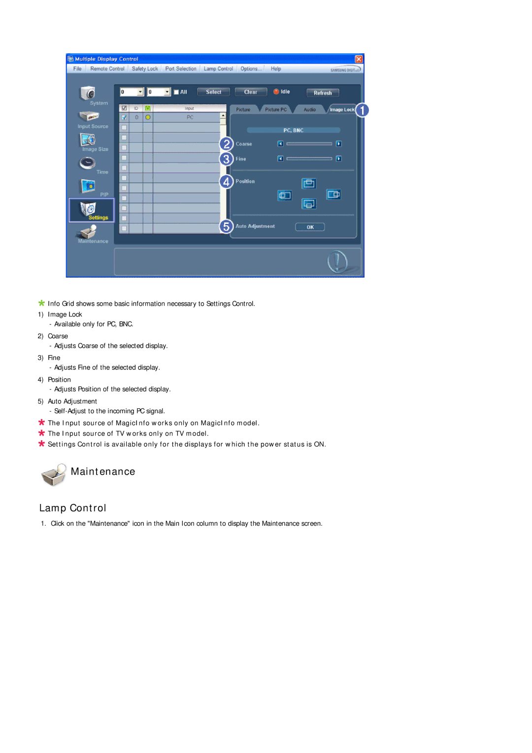 Samsung 320MPN-3, 320MP-3, 320MXN-3, 320MX-3 user manual Maintenance Lamp Control 