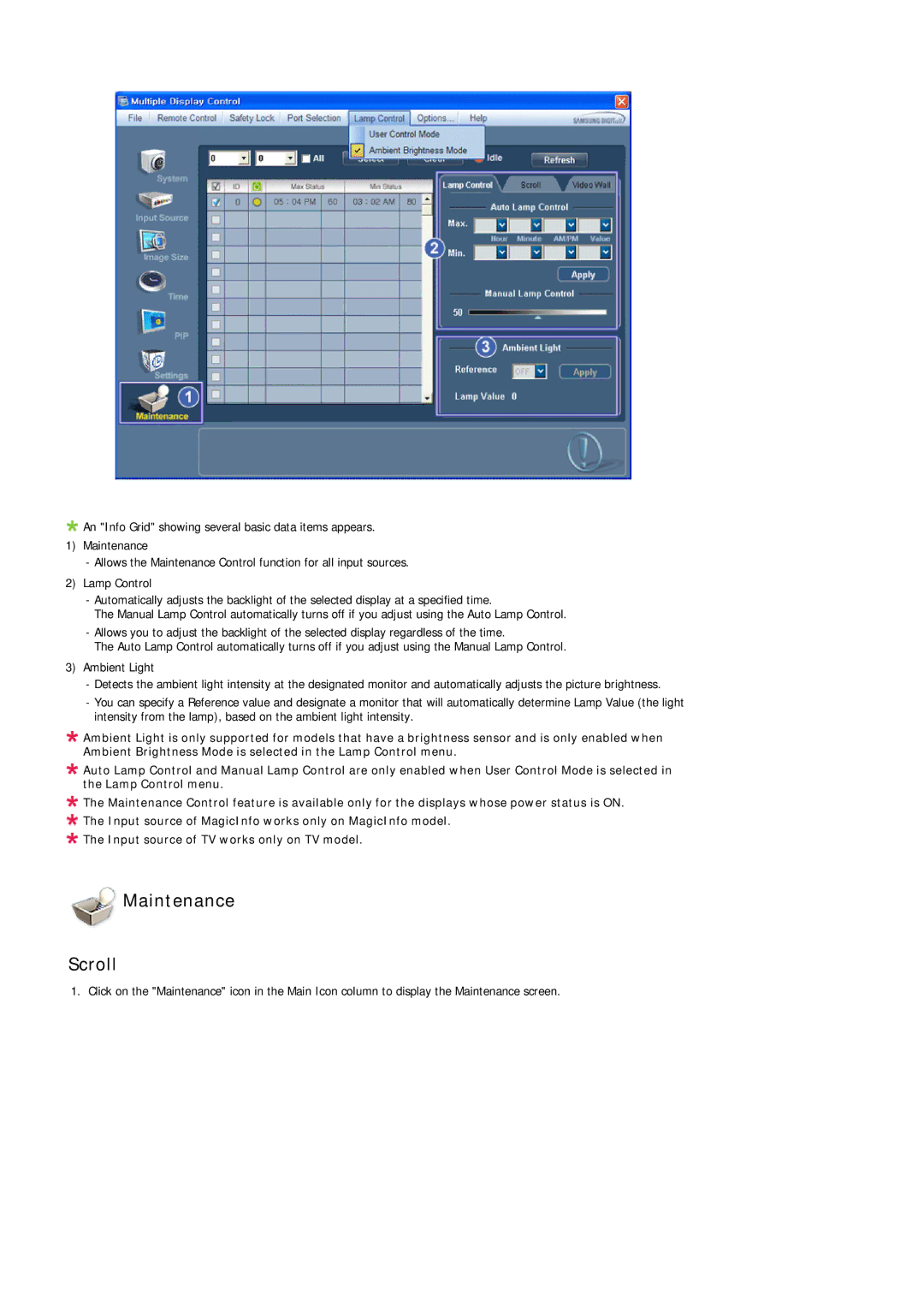 Samsung 320MX-3, 320MP-3, 320MXN-3, 320MPN-3 user manual Maintenance Scroll 