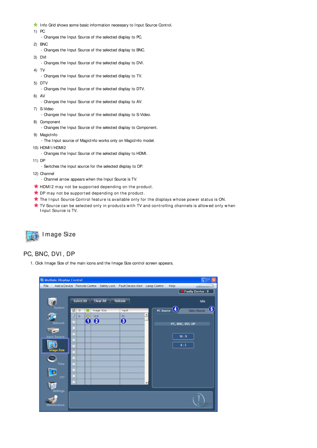 Samsung 320MPN-3, 320MP-3, 320MXN-3, 320MX-3 user manual Pc, Bnc, Dvi, Dp 