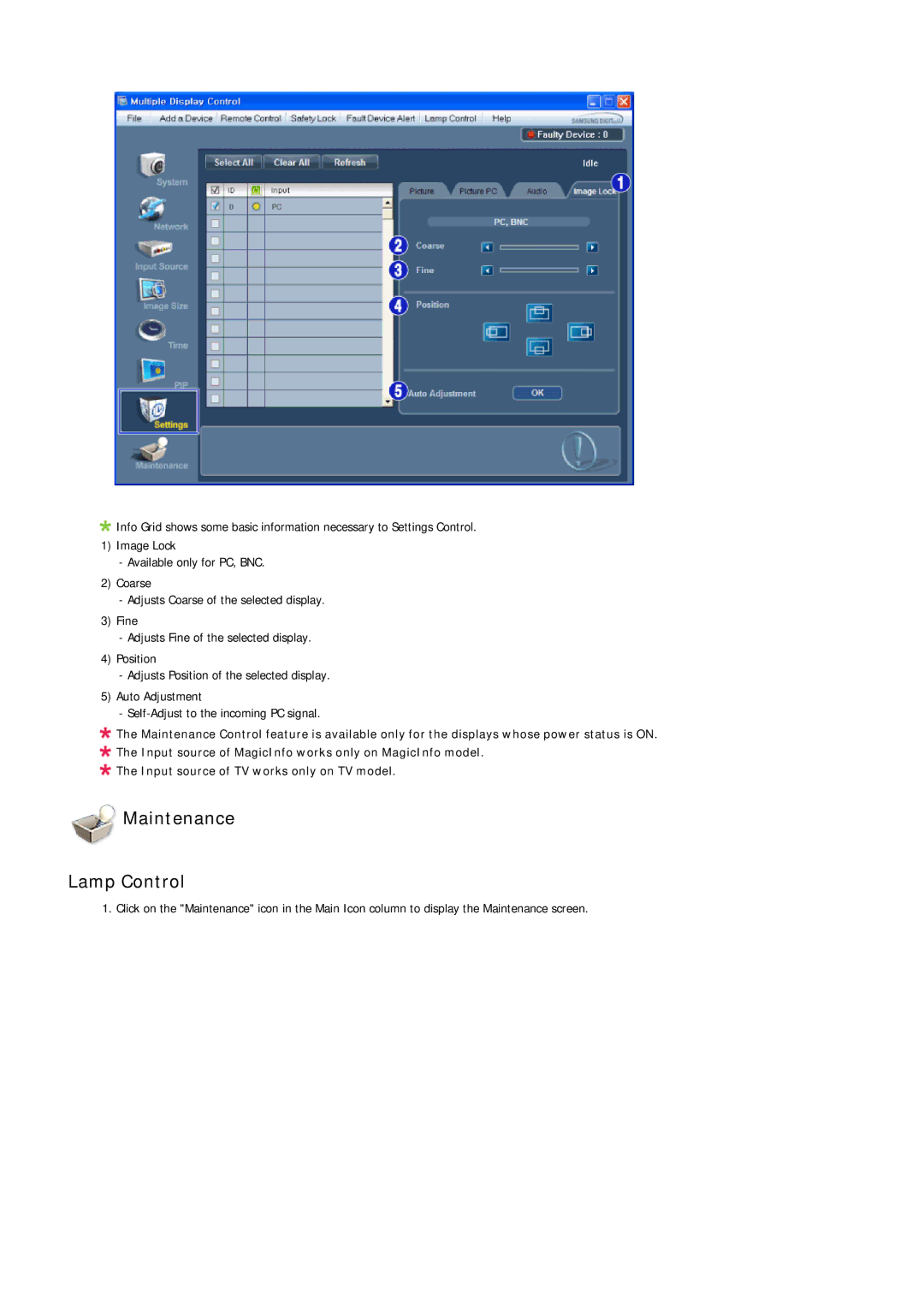 Samsung 320MX-3, 320MP-3, 320MXN-3, 320MPN-3 user manual Maintenance Lamp Control 