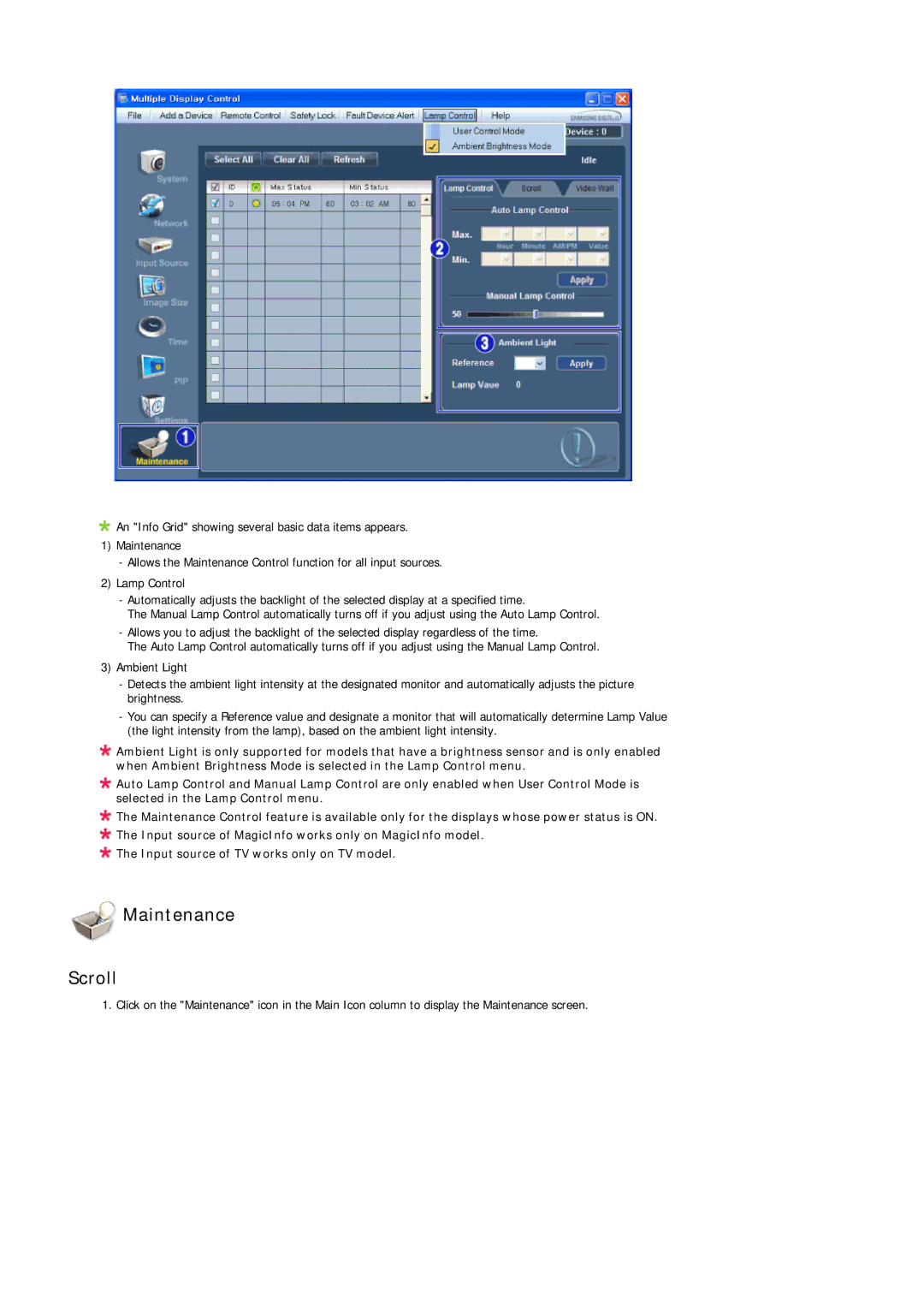 Samsung 320MP-3, 320MXN-3, 320MPN-3, 320MX-3 user manual Maintenance Scroll 