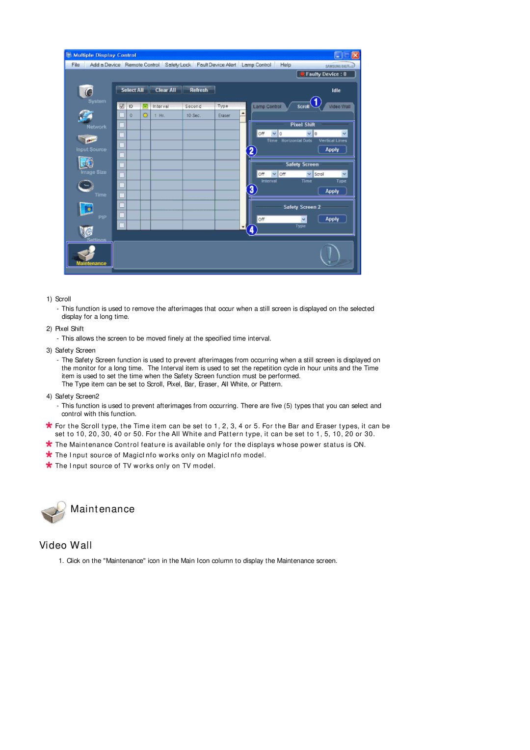 Samsung 320MXN-3, 320MP-3, 320MPN-3, 320MX-3 user manual Maintenance Video Wall 