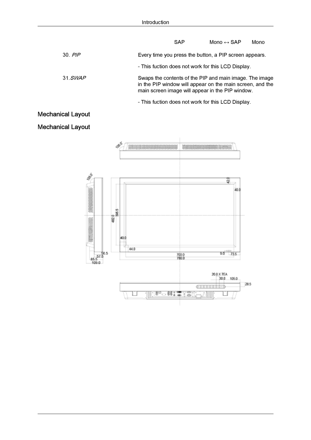 Samsung 320MXN-2, 320MX-2 quick start Mechanical Layout, Swap 