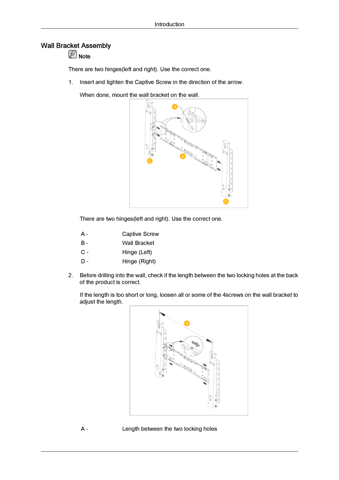 Samsung 320MX-2, 320MXN-2 quick start Wall Bracket Assembly 