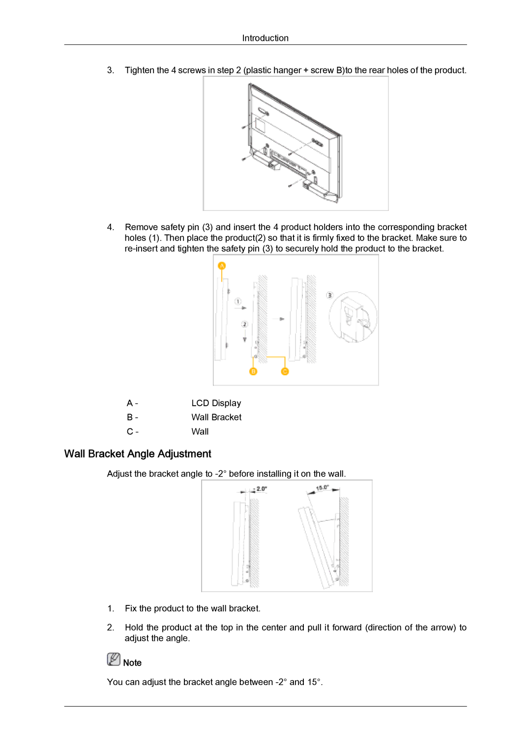 Samsung 320MX-2, 320MXN-2 quick start Wall Bracket Angle Adjustment 