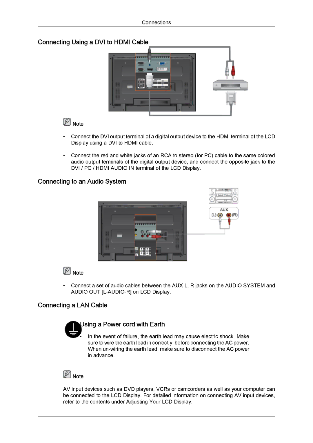 Samsung 320MXN-2, 320MX-2 quick start Connecting Using a DVI to Hdmi Cable, Connecting to an Audio System 