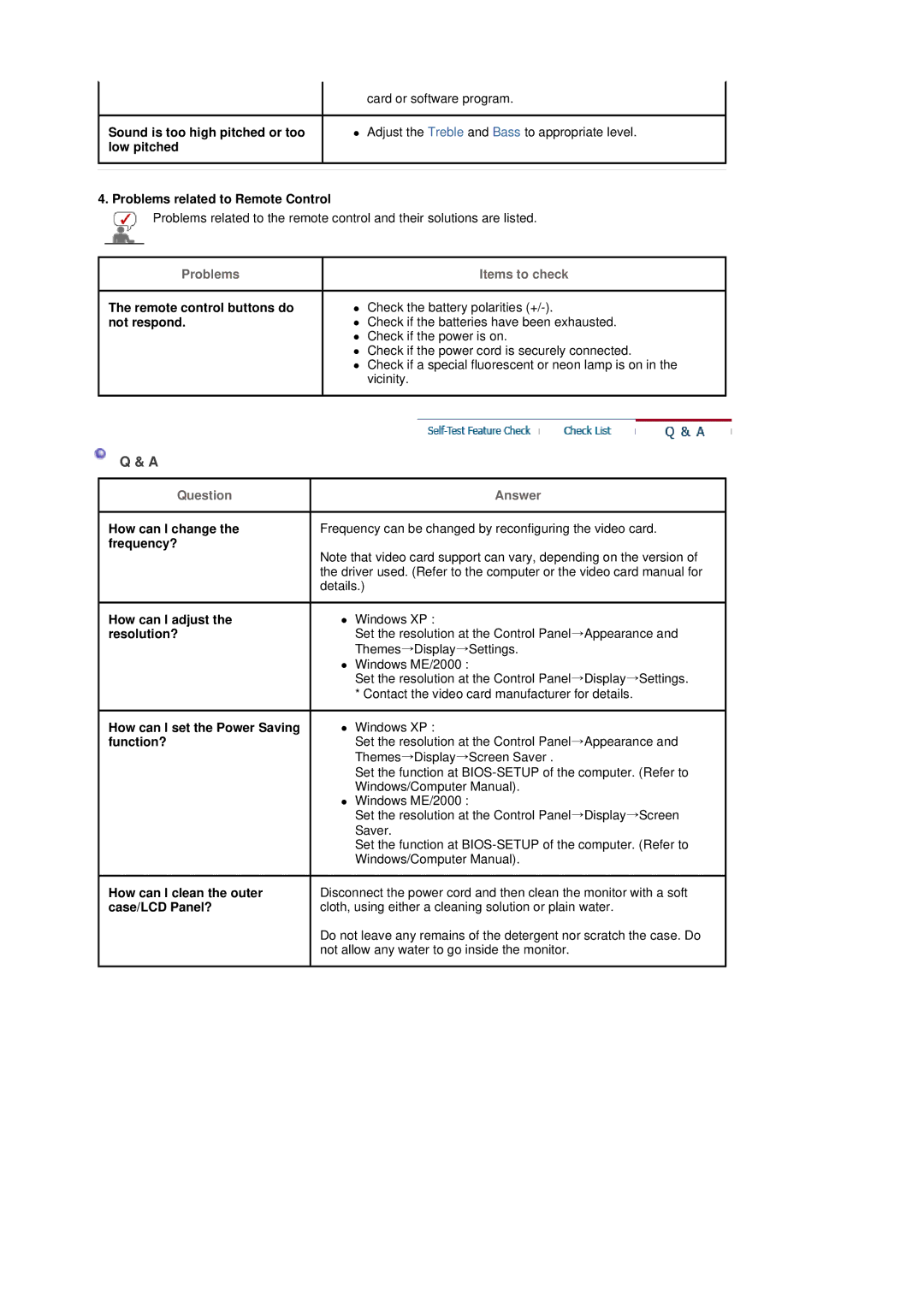 Samsung 320P manual Remote control buttons do not respond, How can I set the Power Saving function? 