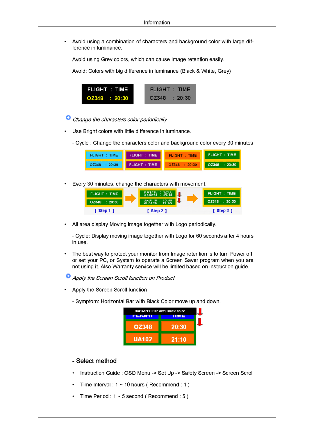 Samsung 320TSN-NB, LH32TCTMBC/EN manual Select method, Change the characters color periodically 