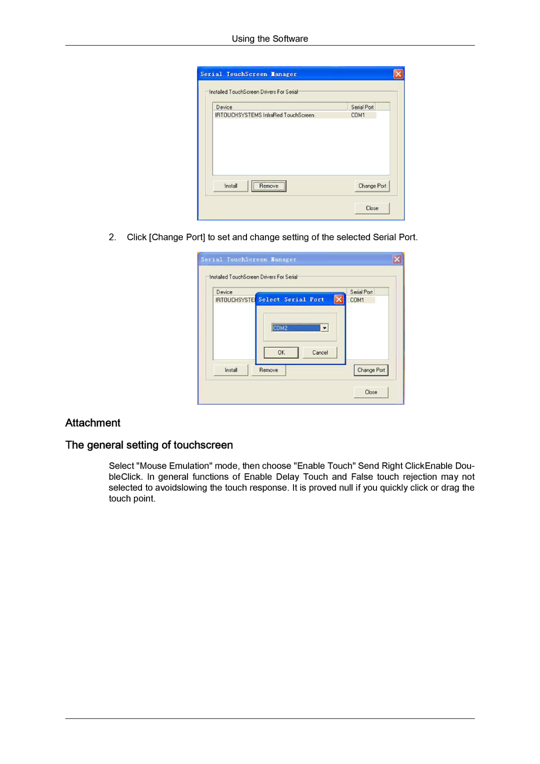 Samsung 320TSN-NB, LH32TCTMBC/EN manual Attachment General setting of touchscreen 