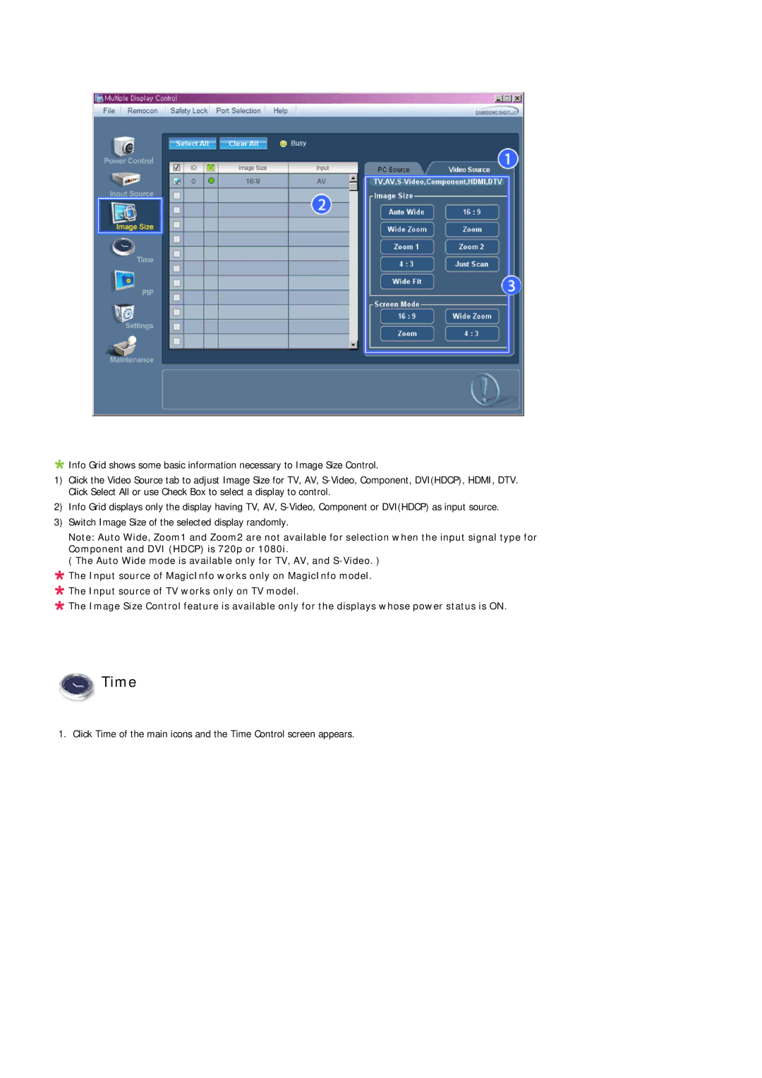 Samsung 320TSN-NB, LH32TCTMBC/EN manual Time 