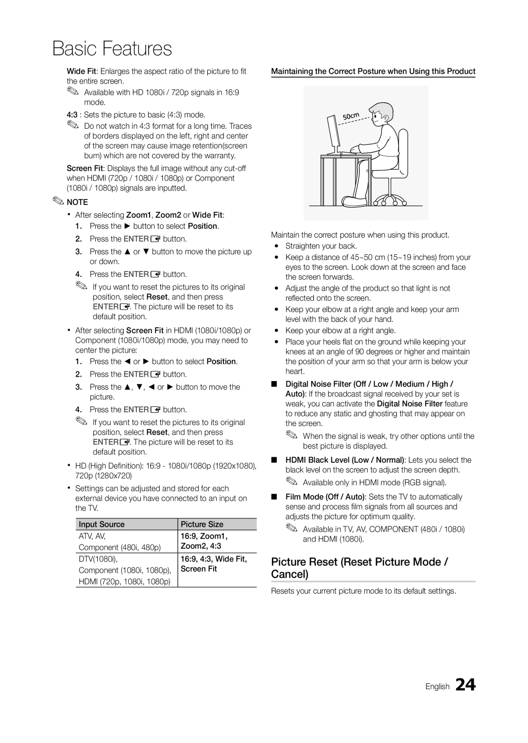 Samsung LT22B350ND/ZA, LT27B350NDZA, T24B350ND user manual Picture Reset Reset Picture Mode / Cancel 