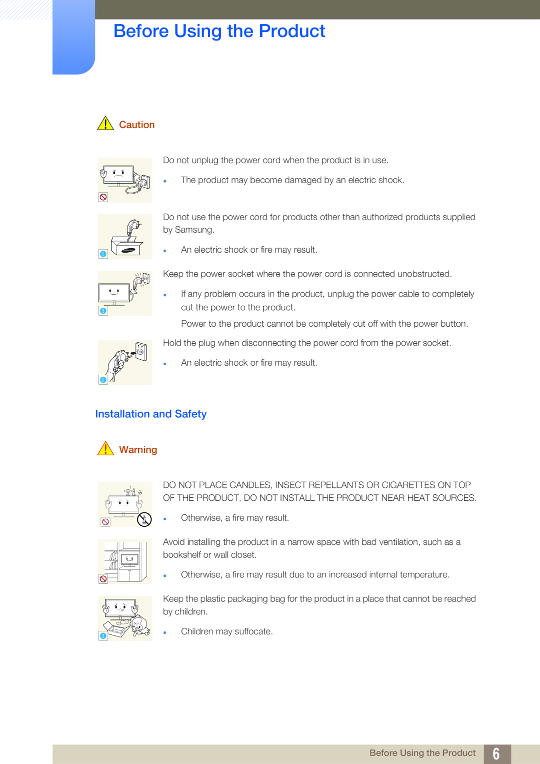 Samsung S27B550V, S27B350H, S23B550V user manual Installation and Safety 